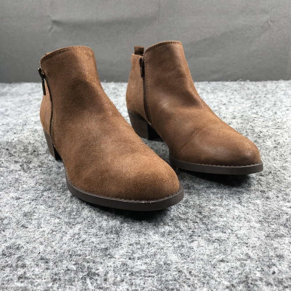 Carlos Santana Boots Brie Womens 10 M Brown Faux Suede Ankle Booties Zip